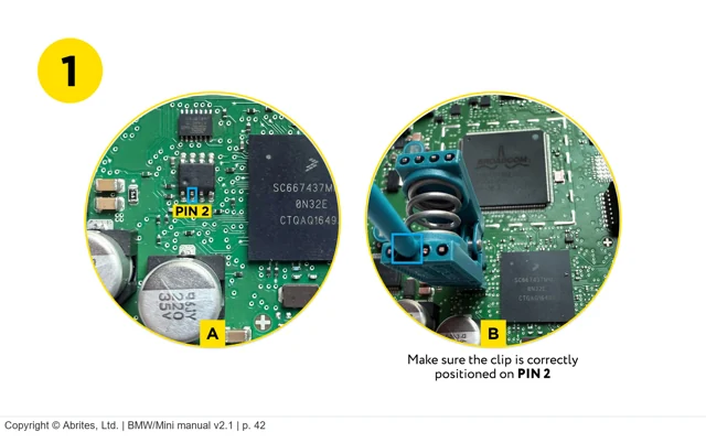 BDC2 point 1 - EEPROM clip from Abrites BMW/Mini manual page 42