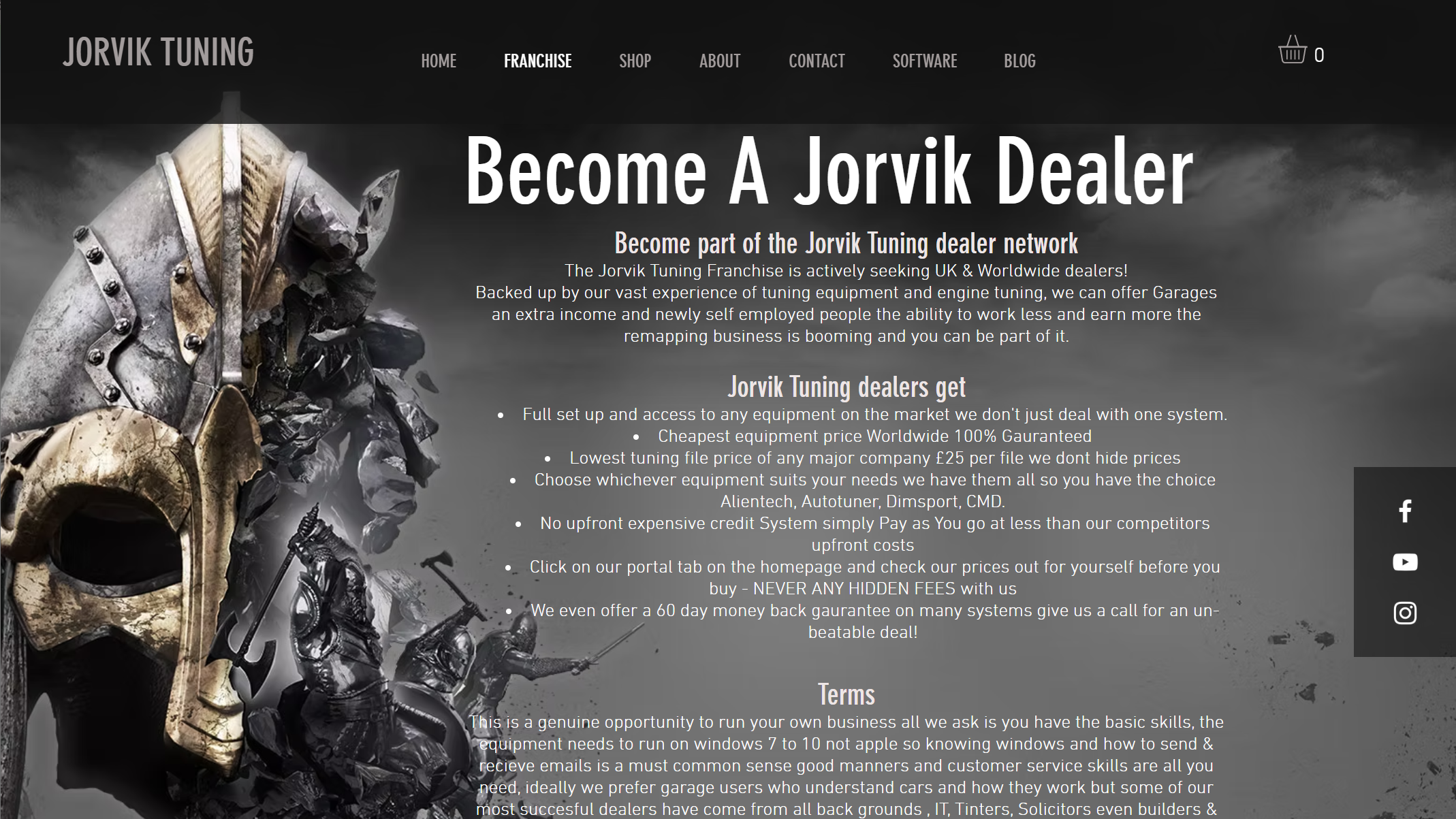 Jorvik Tuning dealer page advertising access to tuning files at twenty-five pounds per file
