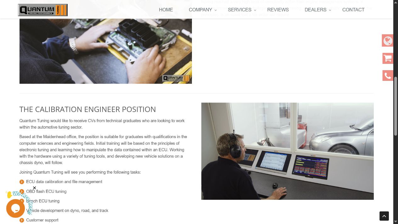Quantum Tuning graduate recruitment page describing computer science and engineering applicants